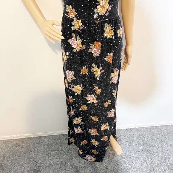 Free People Black Polka Dot Floral Maxi Dress Sz S Boho Festival Summer - Picture 7 of 10